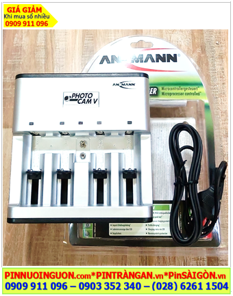 Ansmann PhotoCam V, Máy sạc 5 Pin (05 khe Sạc 1,2,3,4,5 viên Pin AA, AAA, C, D, 9v Sạc nhanh-Tự ngắt)